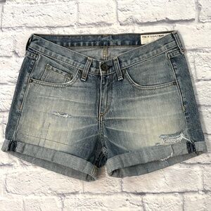 Rag & Bone Low Rise Boyfriend Shorts Cuffed Hem Distressed Jean Shorts Size 25